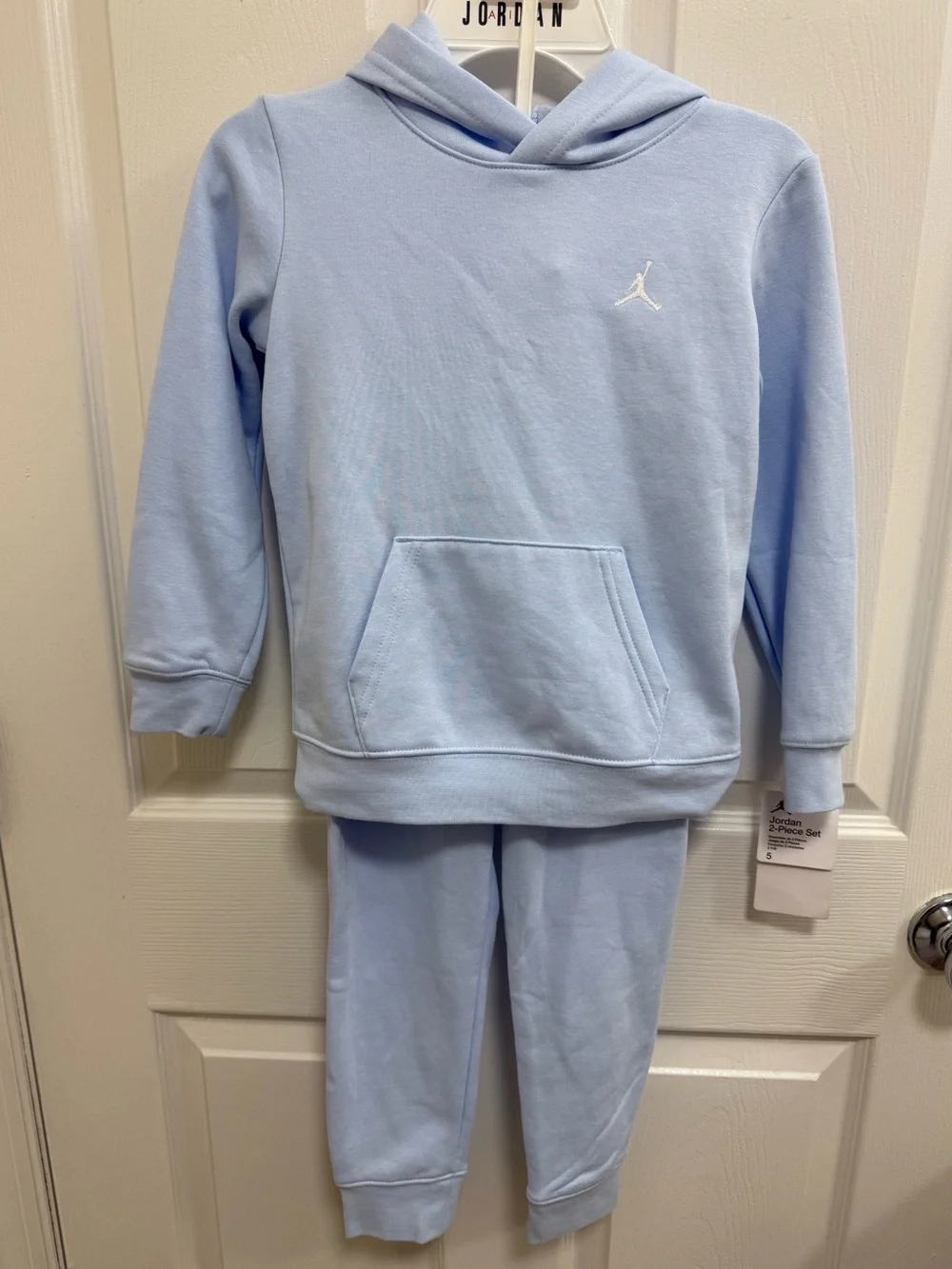 NWT Jordan Kids’ Brooklyn Fleece Hoodie & Joggers Set in Hydrogen Blue, Size 5